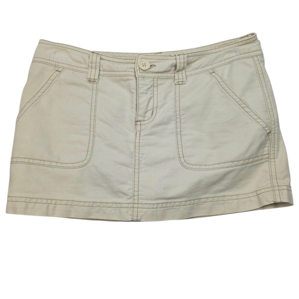 Vintage Y2K Aeropostale Beige Mini Skirt Women’s Size 1/2 Casual Cotton Flare